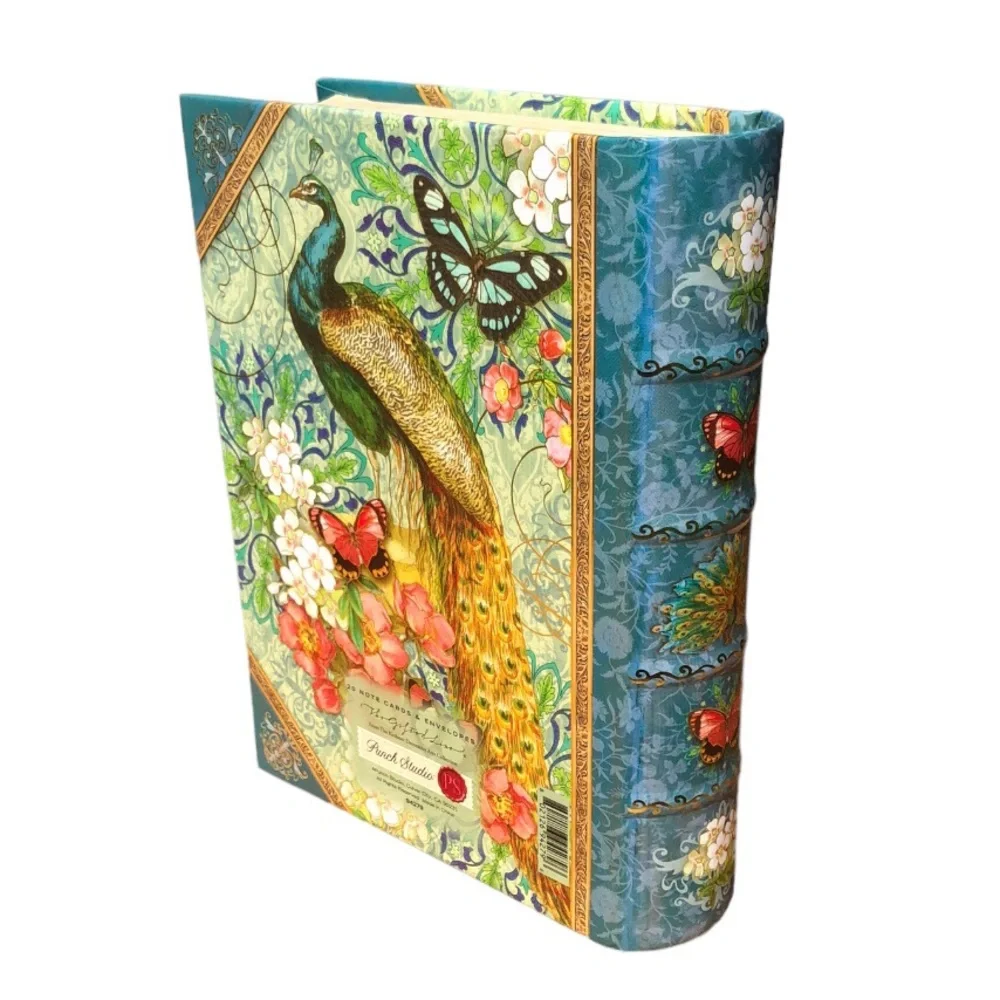 Punch Studio Royal Peacock Book Box with 20 Note Cards w Env (94279)